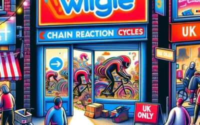 DALL·E 2023 12 03 09.03.19 An eye catching cartoon style image representing the online cycling retail industry in crisis. The scene shows a digital storefront labeled Wiggle Ch