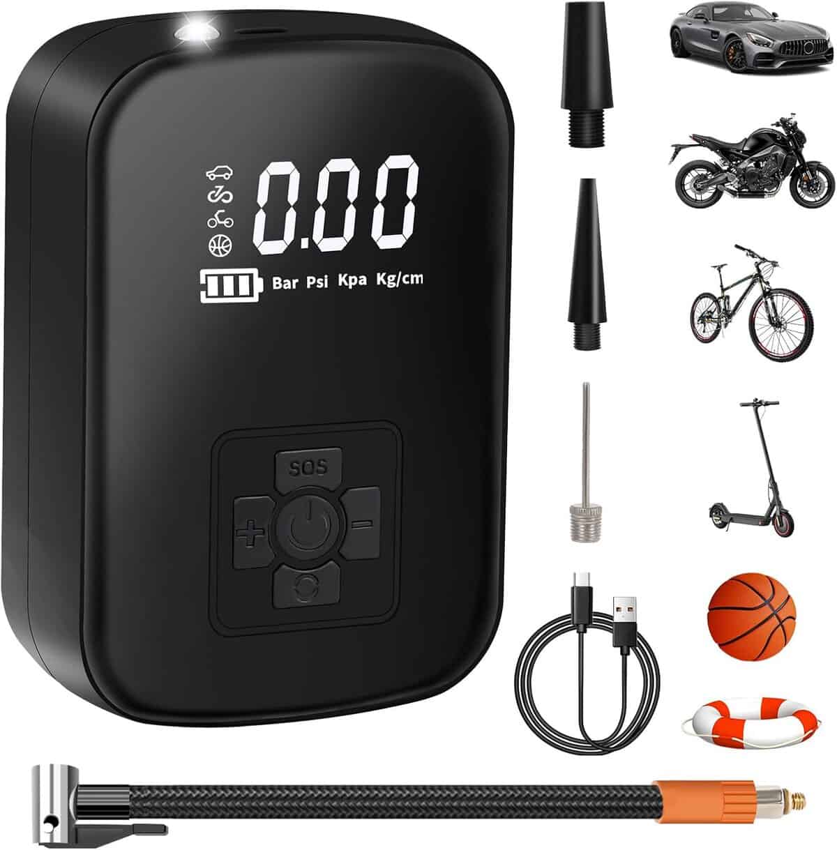 Faokze Compresor Aire Portátil 150 Psi Con 4000 Mah