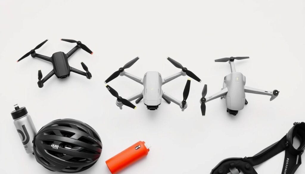 Comparativa de drones para ciclistas mostrando diferentes tamaños y características