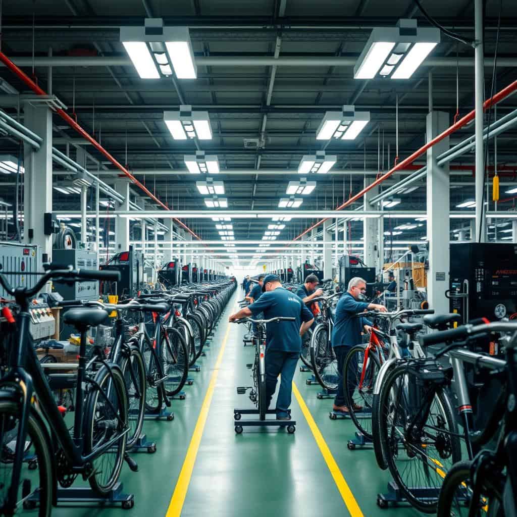 Fábrica de bicicletas española mostrando la producción nacional de marcas de bicicletas en España Fábrica de bicicletas española mostrando la producción nacional de marcas de bicicletas en España
