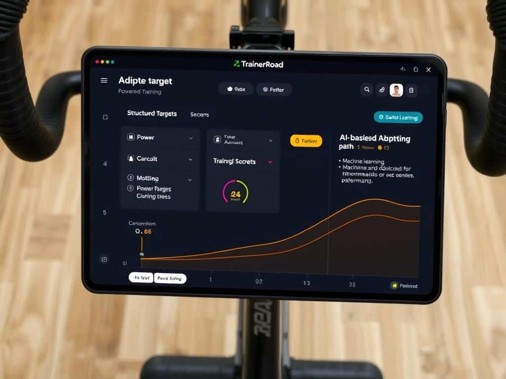 Interfaz de TrainerRoad con su función de Entrenamiento Adaptativo basado en IA para ciclistas Interfaz de TrainerRoad con su función de Entrenamiento Adaptativo basado en IA para ciclistas